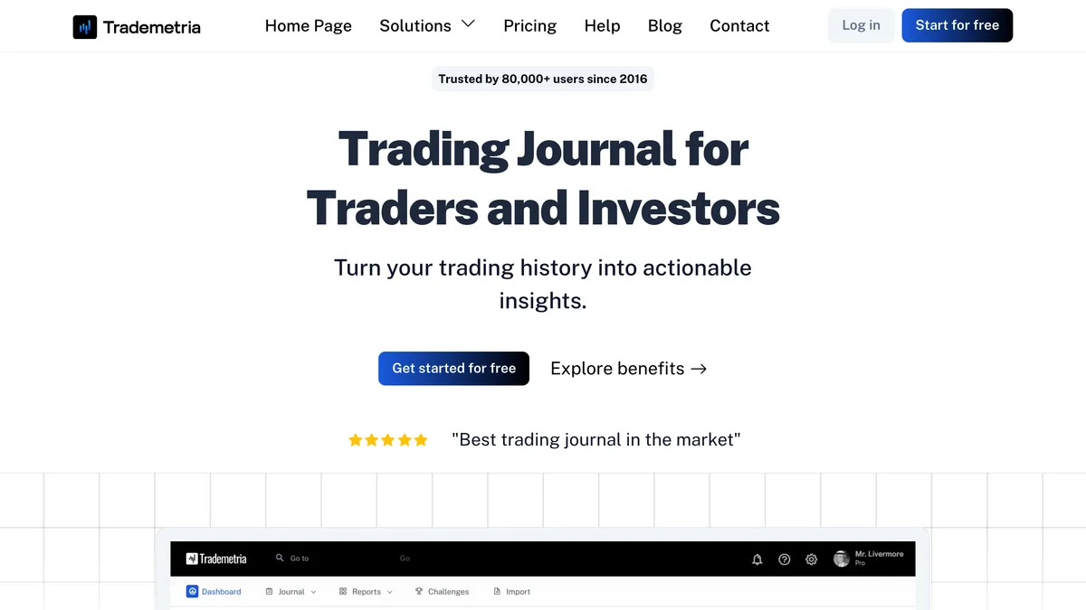 Trademetria homepage